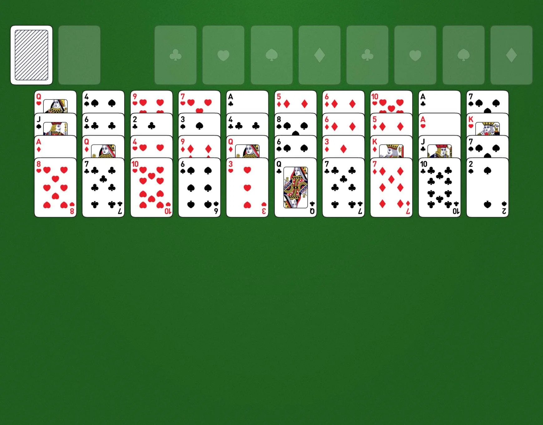 Green felt freecell solitaire
